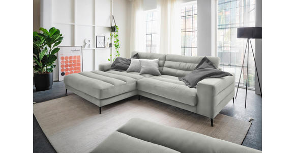 ECKSOFA in Cord Hellgrau 207/296 cm - Hellgrau/Schwarz, Design, Textil/Metall (207/296cm) - Dieter Knoll