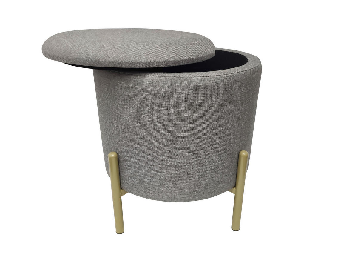 TABURETKA, textil, 36/40/36 cm - sivá/zlatá, Design, kov/textil (36/40/36cm) - Echtwerk