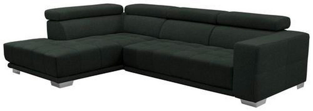 ECKSOFA in Chenille Schwarz  - Chromfarben/Schwarz, Design, Textil (207/301cm) - Xora