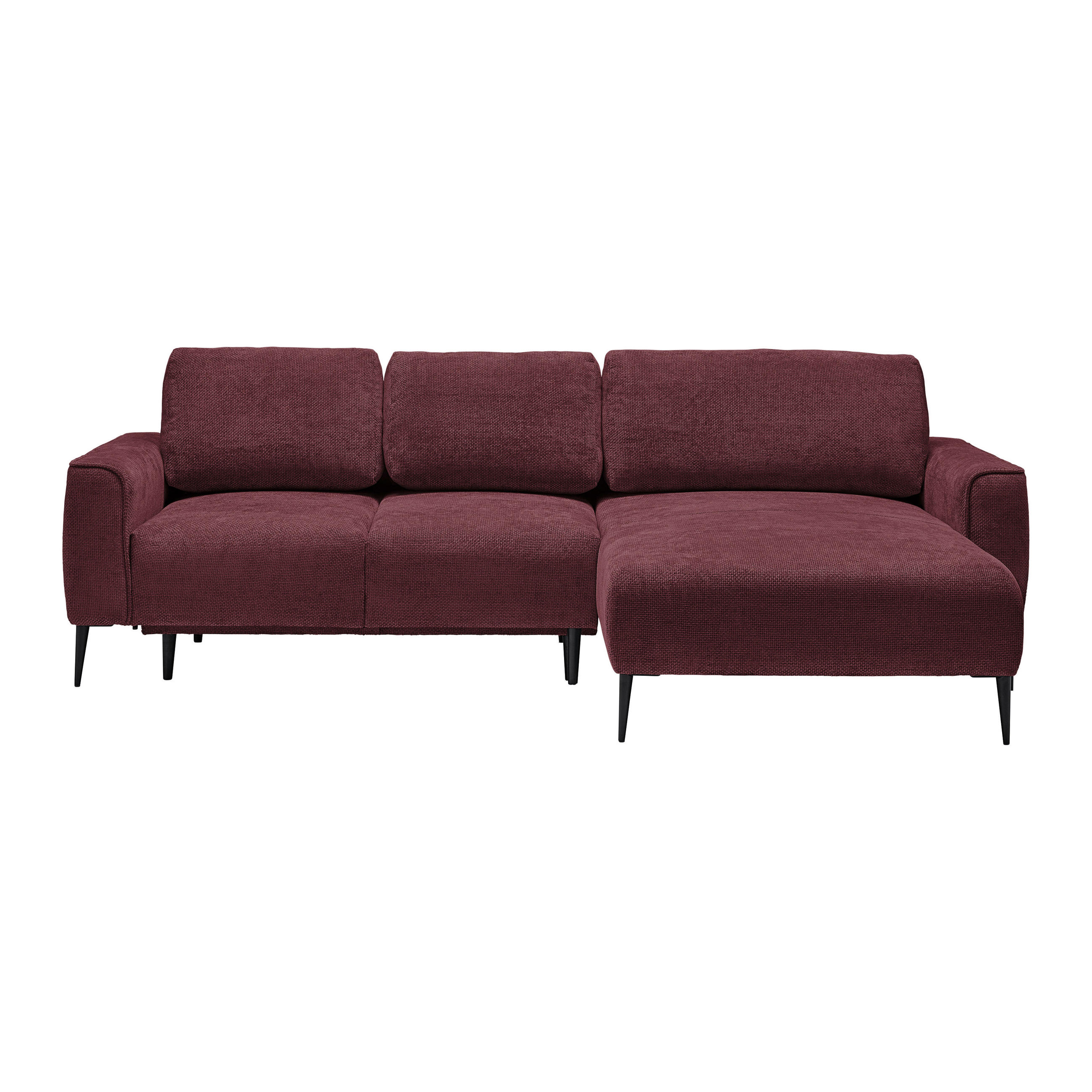 ECKSOFA in Webstoff Bordeaux  - Bordeaux/Schwarz, Modern, Textil/Metall (255/164cm) - MID.YOU