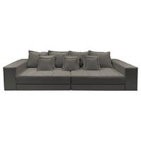 BIGSOFA Pescara in Textilgeflecht Grau  - Schwarz/Hellblau, Design, Kunststoff/Textil (289/85/110cm) - Livetastic
