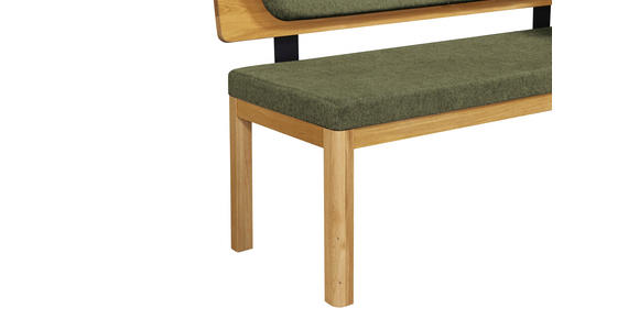 ECKBANK 248/171 cm Webstoff Grün, Eichefarben Eiche vollmassiv - Eichefarben/Grün, KONVENTIONELL, Holz/Textil (248/171cm) - Linea Natura