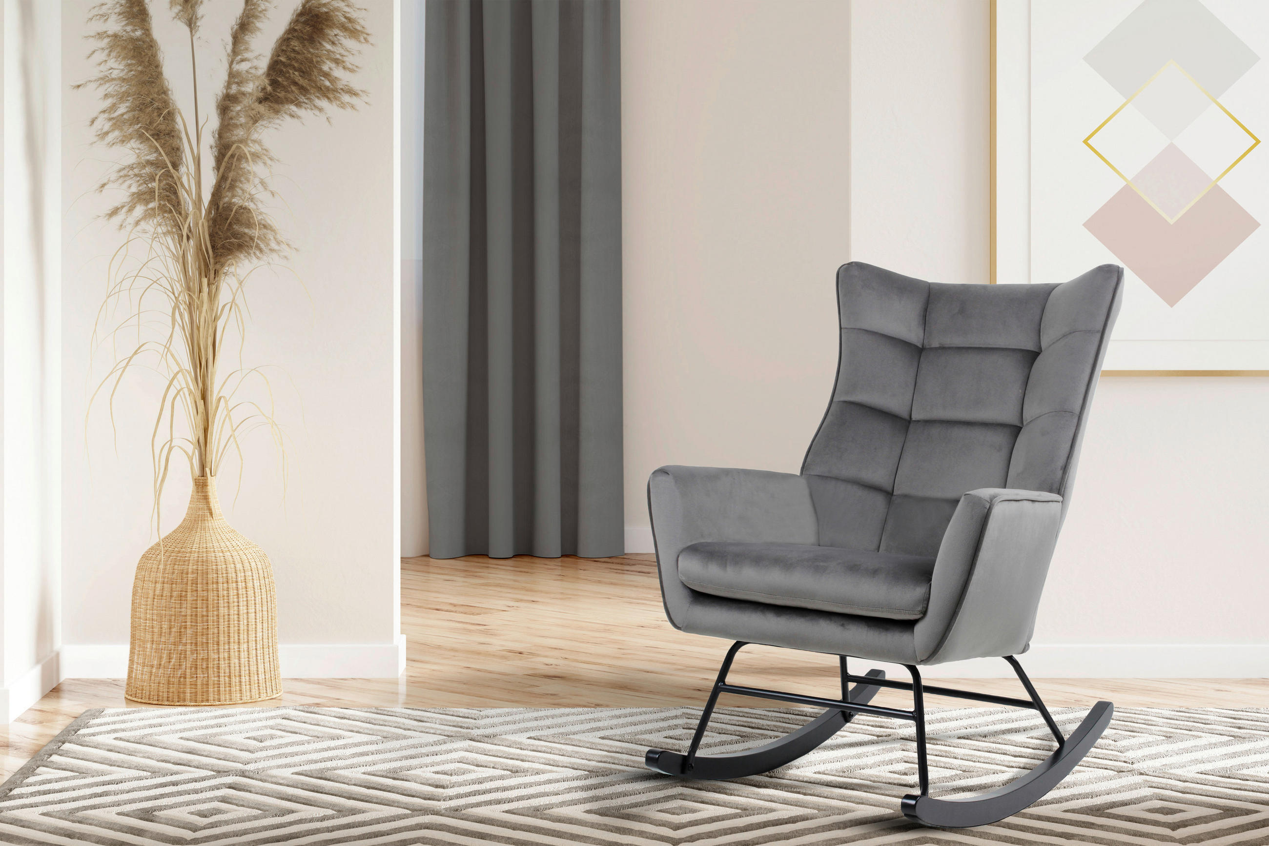 GUNGSTOL i grå  - grå, Design, metall/trä (68/97/88cm) - Kayoom