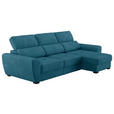 ECKSOFA in Mikrofaser Blau  - Blau/Schwarz, KONVENTIONELL, Kunststoff/Textil (285/177cm) - Carryhome