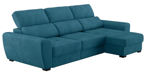 ECKSOFA in Mikrofaser Blau  - Blau/Schwarz, KONVENTIONELL, Kunststoff/Textil (285/177cm) - Carryhome