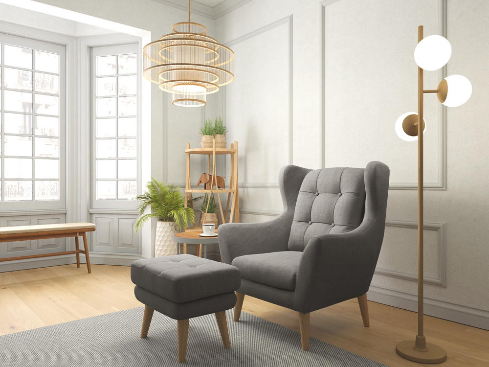 SESSEL in Webstoff Dunkelgrau - Eichefarben/Dunkelgrau, Konventionell, Holz/Textil (91/107/94cm) - Trendmanufaktur