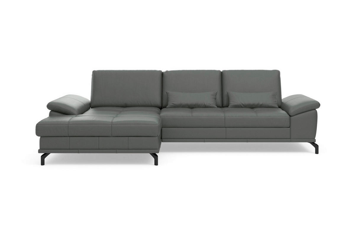 ROHOVÁ SEDAČKA, koža, antracitová - čierna/antracitová, Basics, kov/koža (176/301cm) - Sit & More