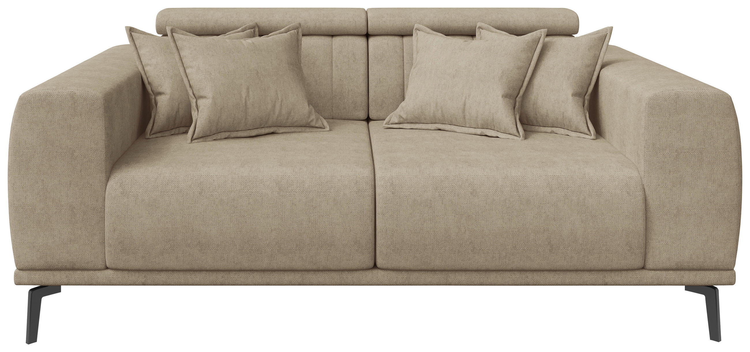 2-SITZER-SOFA Webstoff Beige  - Beige/Schwarz, KONVENTIONELL, Textil/Metall (200/80/110cm) - Carryhome