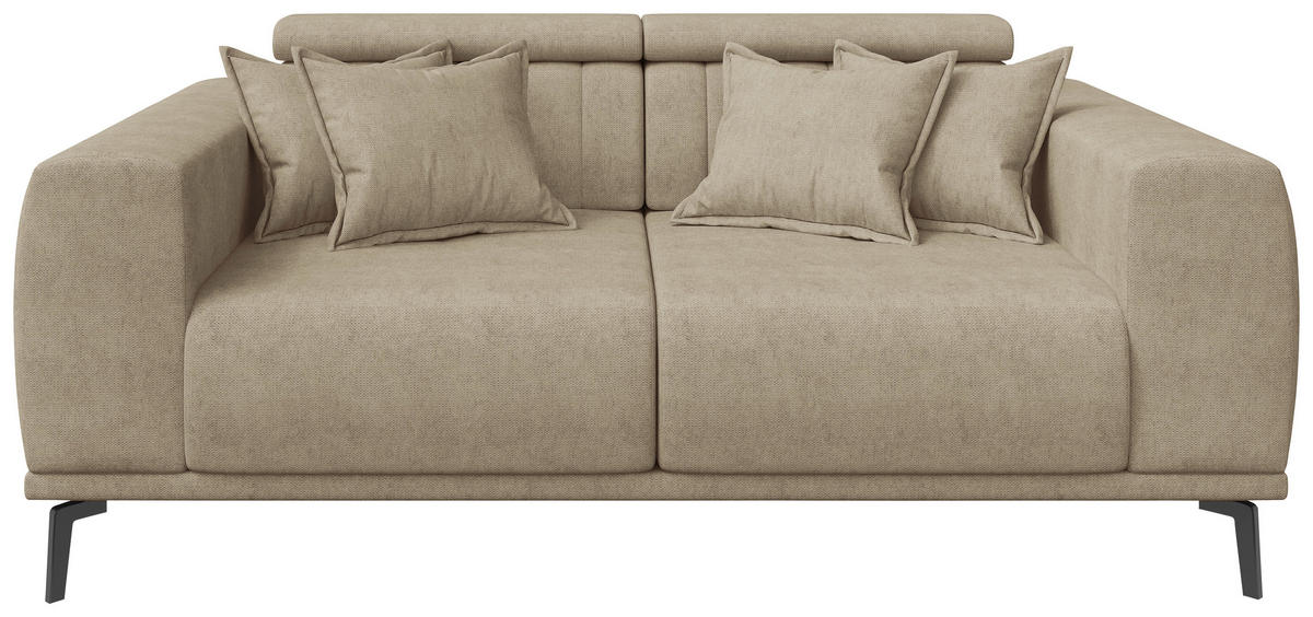 2-SITZER-SOFA Webstoff Beige  - Beige/Schwarz, KONVENTIONELL, Textil/Metall (200/80/110cm) - Carryhome