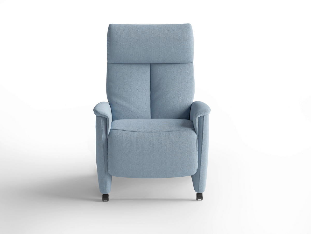 RELAXSESSEL TV CREMONA COMFORT E S1 Flachgewebe Kopfteilverstellung, Fußteilverstellung, Rücken echt    - Schwarz/Hellblau, Basics, Kunststoff/Textil (76/110/84cm) - Sit & More