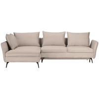 ECKSOFA inkl.Funktionen Beige Webstoff  - Beige/Schwarz, Design, Textil/Metall (182/280cm)