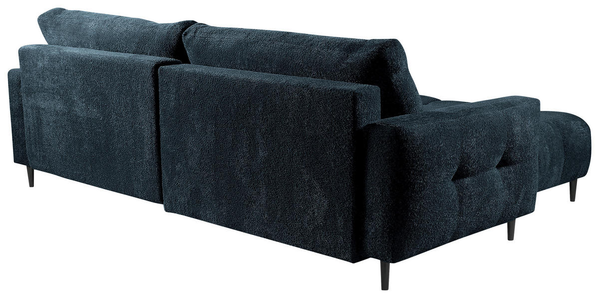 ECKSOFA Blau Chenille  - Blau/Schwarz, KONVENTIONELL, Holz/Textil (180/266cm) - Carryhome