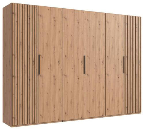 DREHTÜRENSCHRANK in Eiche Artisan  - Schwarz/Eiche Artisan, Modern, Holzwerkstoff/Metall (300/216/58cm) - MID.YOU