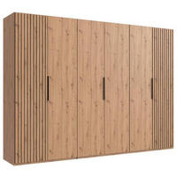DREHTÜRENSCHRANK in Eiche Artisan  - Schwarz/Eiche Artisan, Modern, Holzwerkstoff/Metall (300/216/58cm) - MID.YOU