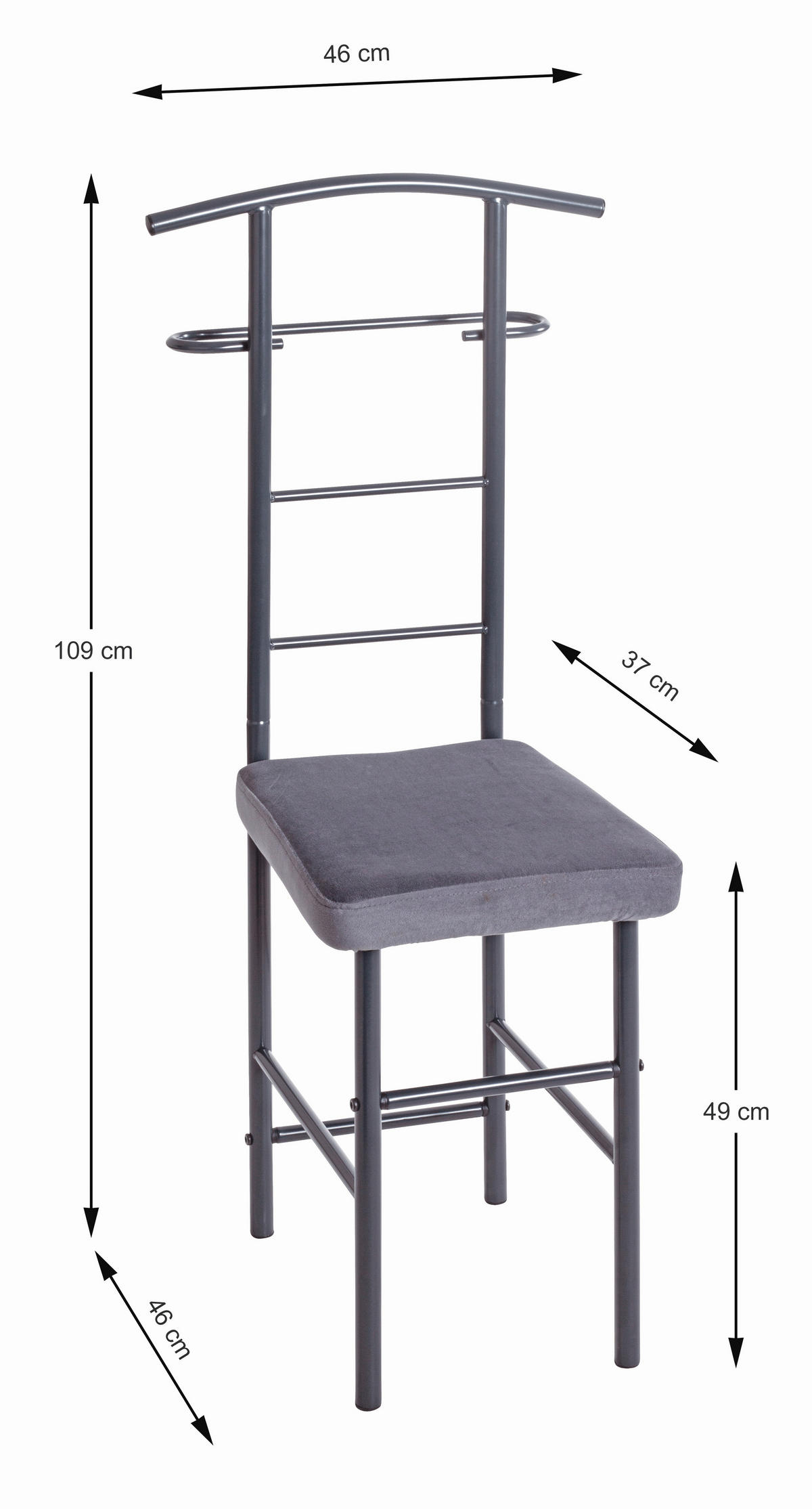 HERRENDIENER in Anthrazit 46/109/46 cm   - Anthrazit, Basics, Textil/Metall (46/109/46cm)