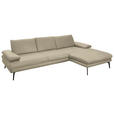 ECKSOFA in Echtleder Creme, Naturfarben  310/180 cm  - Creme/Schwarz, Design, Leder/Metall (310/180cm) - Dieter Knoll