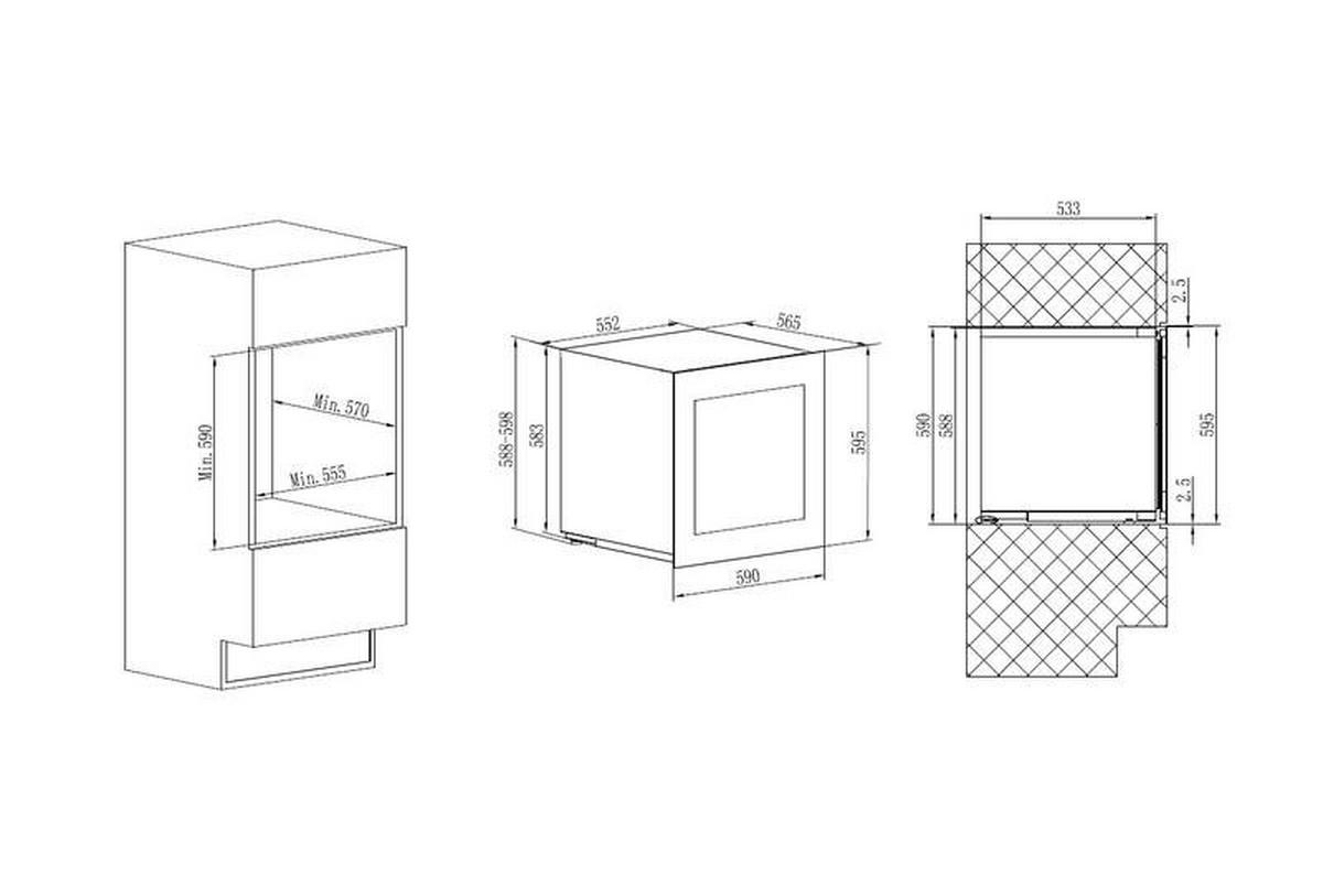 WEINKÜHLSCHRANK AVI60PLATINUM  - Schwarz, Basics, Glas/Holz (59,0/59,5/56,5cm)