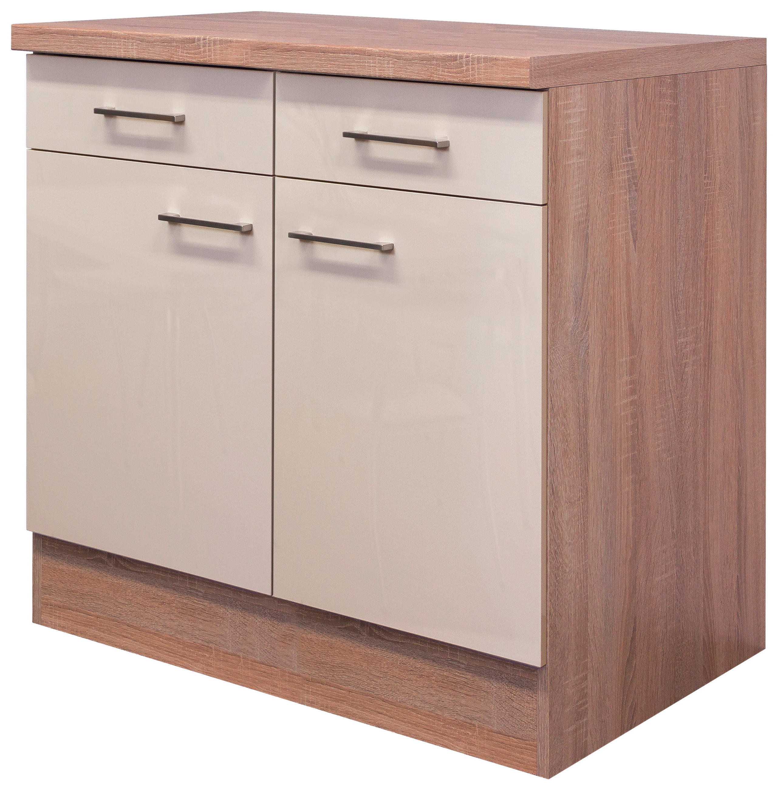 KÜCHENUNTERSCHRANK 80/86/60 cm  in Kaschmir  - Kaschmir/Edelstahlfarben, MODERN, Holzwerkstoff/Metall (80/86/60cm) - FlexWell
