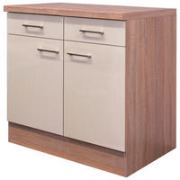 KÜCHENUNTERSCHRANK 80/86/60 cm  in Kaschmir  - Kaschmir/Edelstahlfarben, MODERN, Holzwerkstoff/Metall (80/86/60cm) - FlexWell