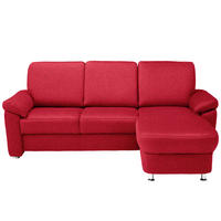 ECKSOFA  in Webstoff Hellrot  220/163 cm  - Chromfarben/Hellrot, KONVENTIONELL, Textil/Metall (220/163cm) - Beldomo System