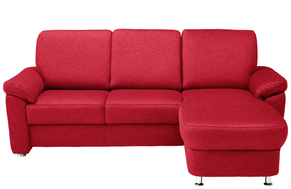 ECKSOFA  in Webstoff Hellrot  220/163 cm  - Chromfarben/Hellrot, KONVENTIONELL, Textil/Metall (220/163cm) - Beldomo System