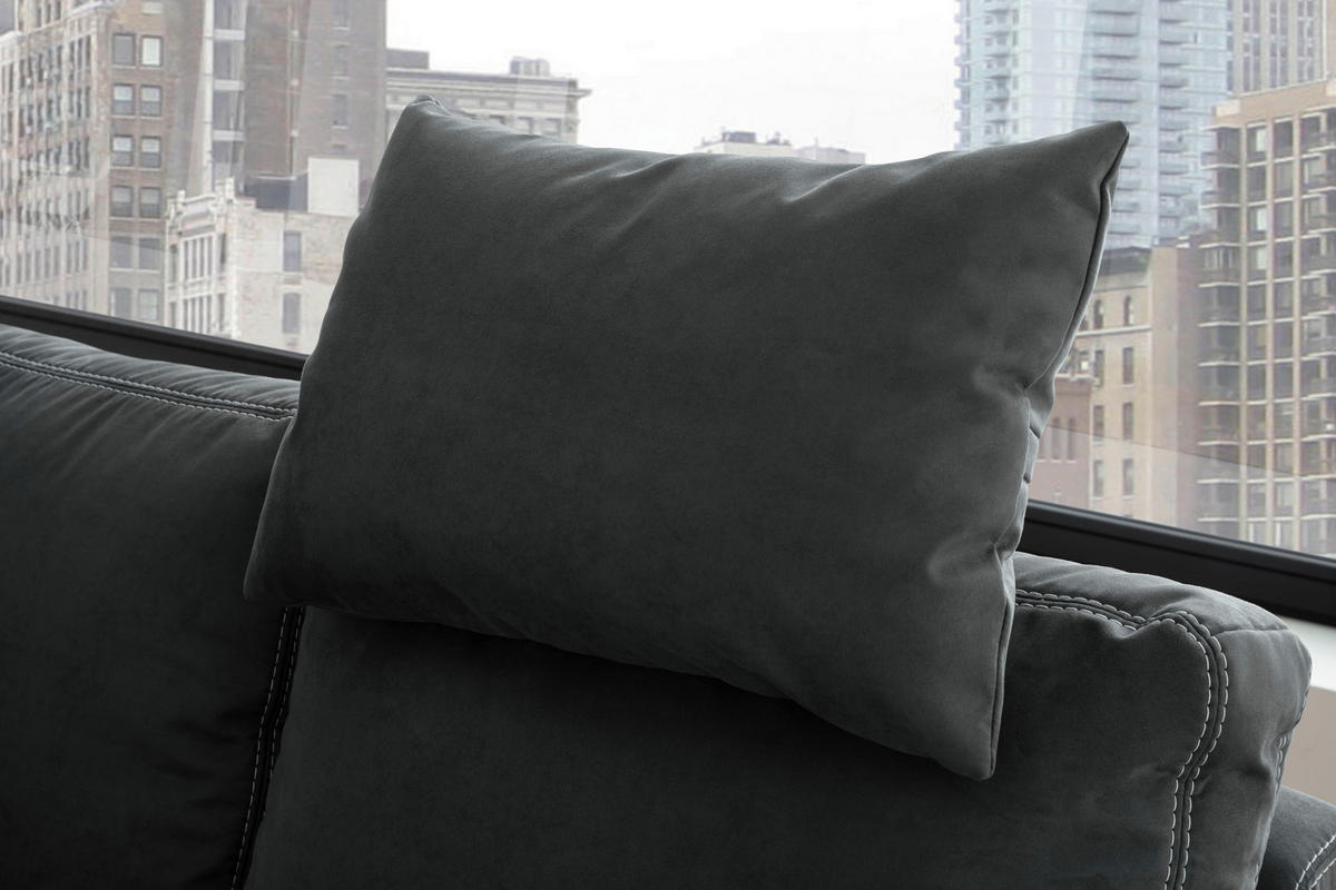 ECKSOFA in Mikrofaser Dunkelgrau  - Chromfarben/Dunkelgrau, Design, Textil/Metall (200/229cm) - Pure Home Lifestyle