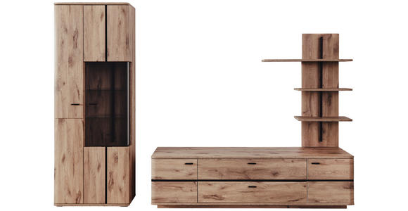 WOHNWAND in Anthrazit, Eichefarben 285/208/50 cm - Eichefarben/Anthrazit, KONVENTIONELL, Glas/Holzwerkstoff (285/208/50cm) - Cantus