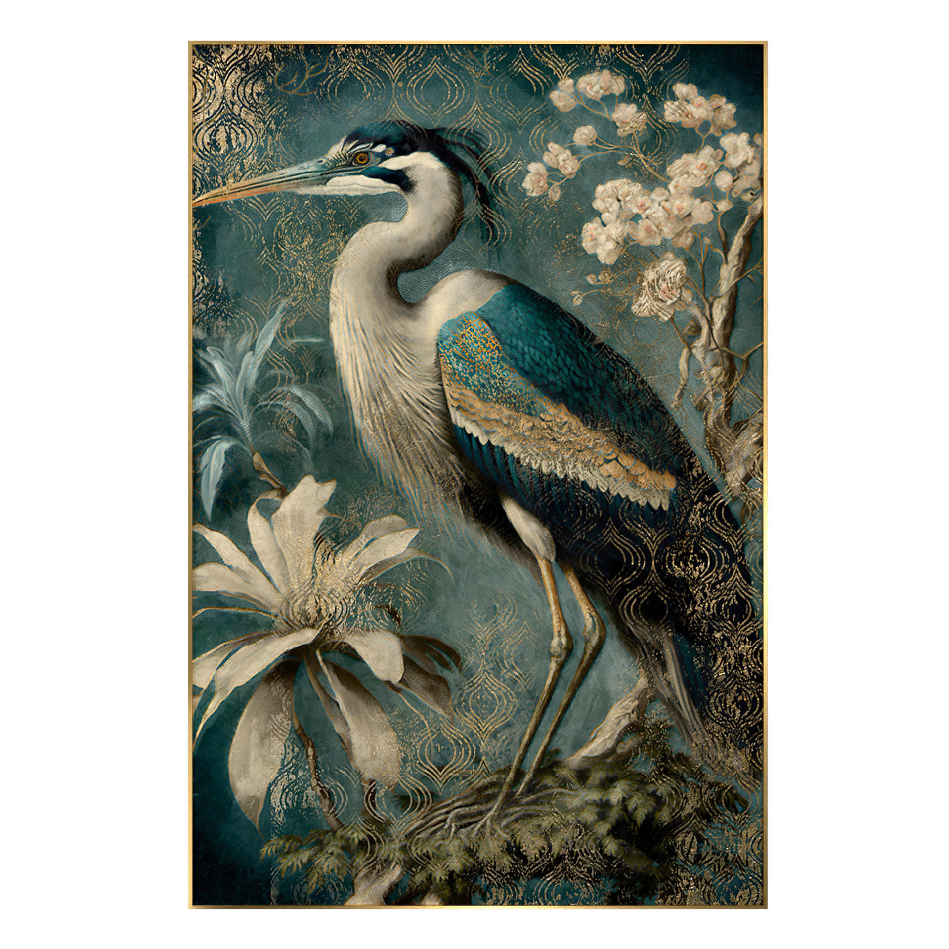 GLASBILD Frauen 80/120 cm  - Goldfarben/Grün, Basics, Glas/Holz (80/120cm)