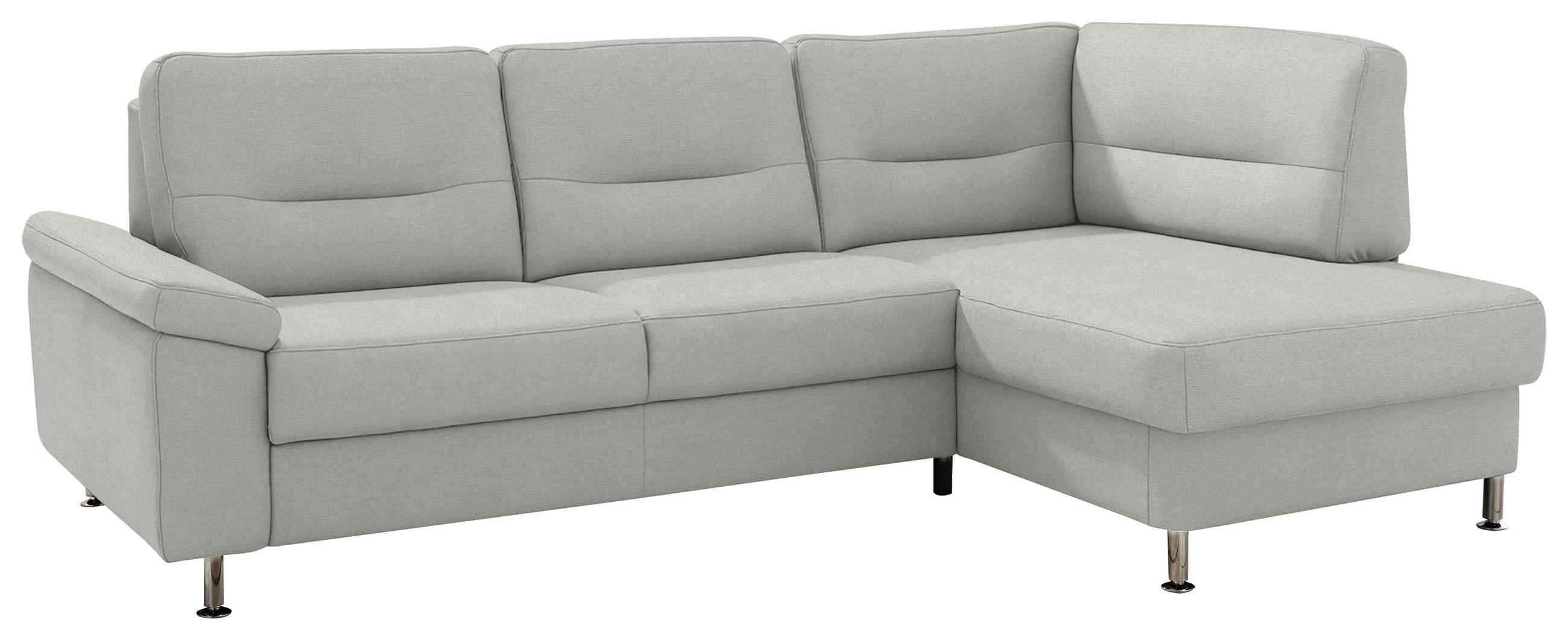ECKSOFA  in Flachgewebe Silberfarben  244/160 cm  - Silberfarben/Alufarben, KONVENTIONELL, Textil/Metall (244/160cm) - Beldomo Comfort