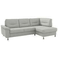 ECKSOFA  in Flachgewebe Silberfarben  244/160 cm  - Silberfarben/Alufarben, KONVENTIONELL, Textil/Metall (244/160cm) - Beldomo Comfort