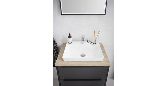 BADEZIMMER in 64,6 cm - Eichefarben/Schwarz, MODERN, Glas/Holzwerkstoff (64,6cm) - Dieter Knoll