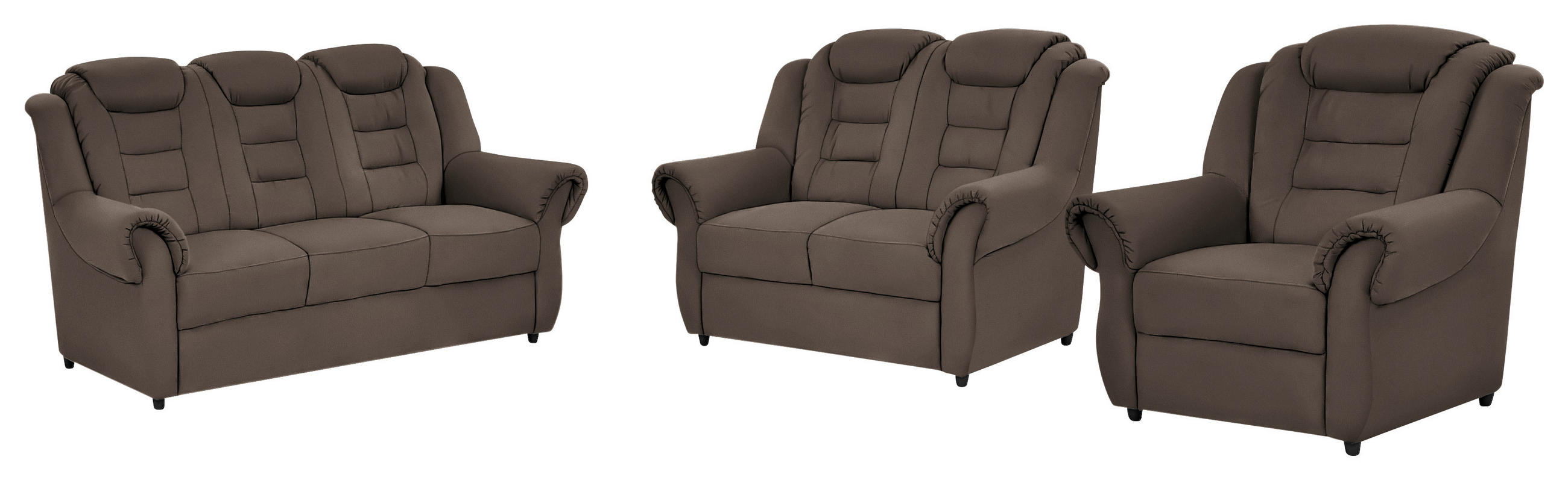 SITZGARNITUR in Lederlook Braun - Schwarz/Braun, Konventionell, Kunststoff/Textil - Livetastic