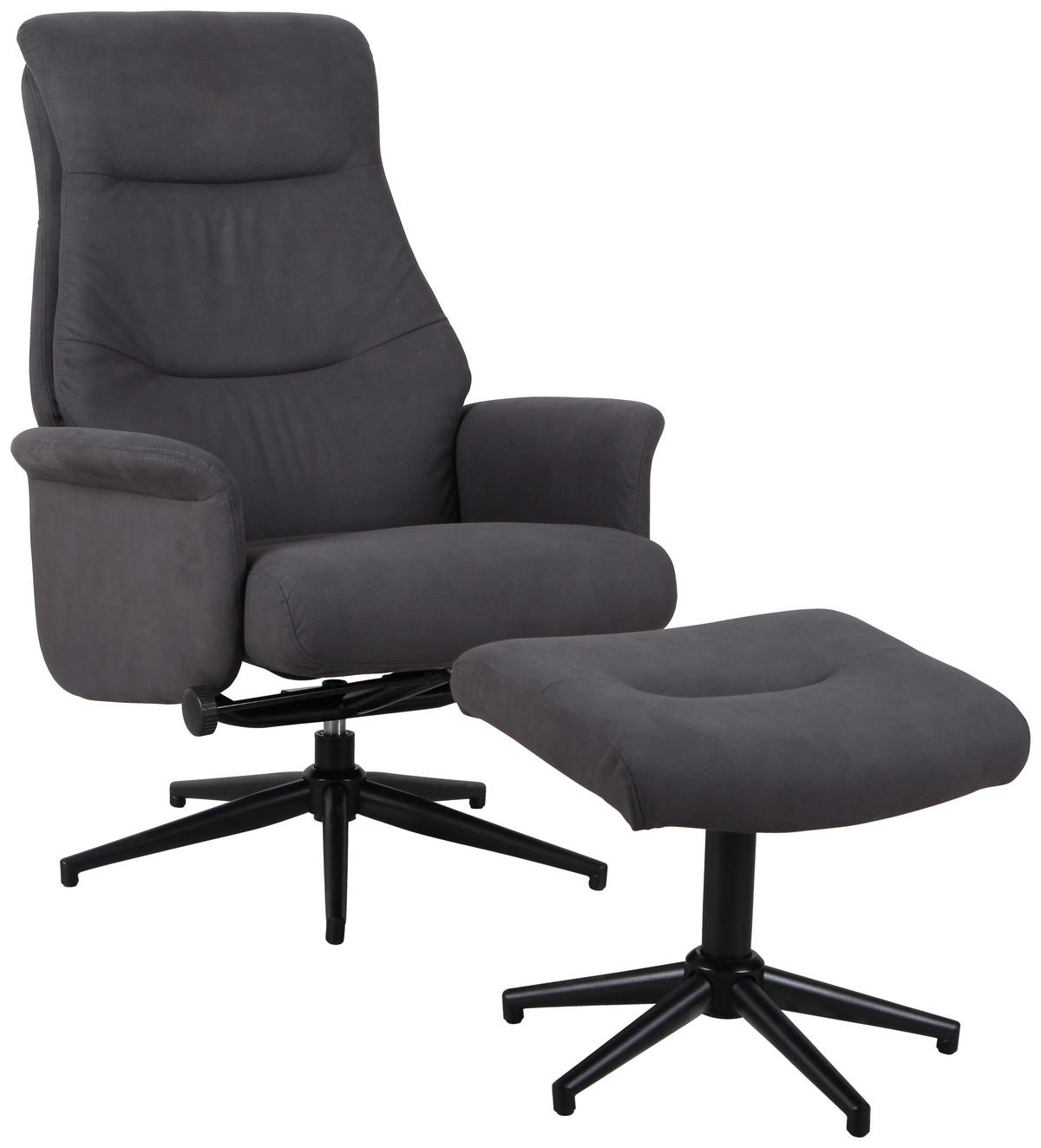 POČIVALNIK S PODNOŽNIKOM,  siva kovina, tekstil - črna/siva, Trend, kovina/tekstil (74,5/105/85cm) - Carryhome