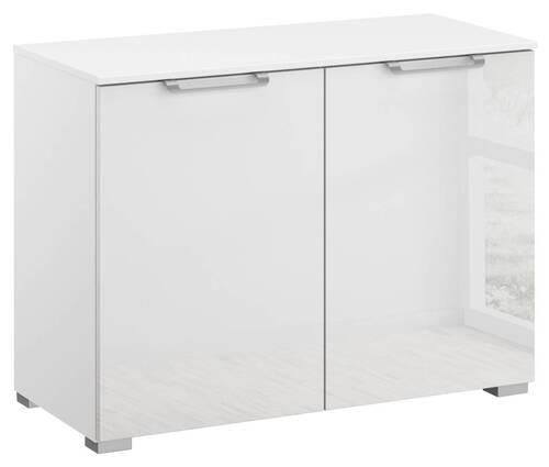 KOMMODE 80/61/42 cm  in Klar, Weiss  - Klar/Weiss, Design, Glas/Holzwerkstoff (80/61/42cm) - Novel