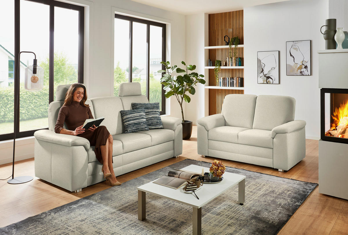 SITZGARNITUR Chenille Silberfarben  - Silberfarben/Alufarben, Konventionell, Textil/Metall (208/156/96/89cm) - Beldomo Comfort