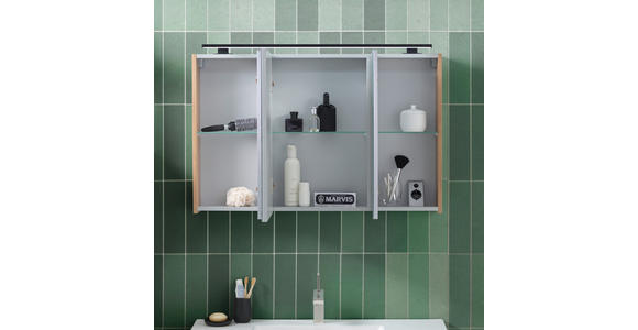 BADEZIMMER 102 cm  - Eichefarben/Weiß, Design, Glas/Keramik (102cm) - Novel