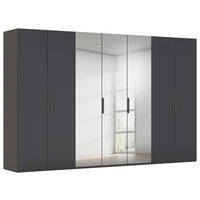 DREHTÜRENSCHRANK 350/235/61 cm,  in Graphitfarben, 7-türig  - Graphitfarben, Basics, Glas/Holzwerkstoff (350/235/61cm) - Novel