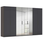 DREHTÜRENSCHRANK 350/223/61 cm,  in Graphitfarben, 7-türig  - Graphitfarben, Basics, Glas/Holzwerkstoff (350/223/61cm) - Novel