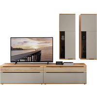 WOHNWAND  in Grau, Buchefarben  270/215/45 cm  - Buchefarben/Schwarz, KONVENTIONELL, Glas/Holzwerkstoff (270/215/45cm) - Venda