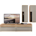 WOHNWAND  in Grau, Buchefarben  270/215/45 cm  - Buchefarben/Schwarz, KONVENTIONELL, Glas/Holzwerkstoff (270/215/45cm) - Venda