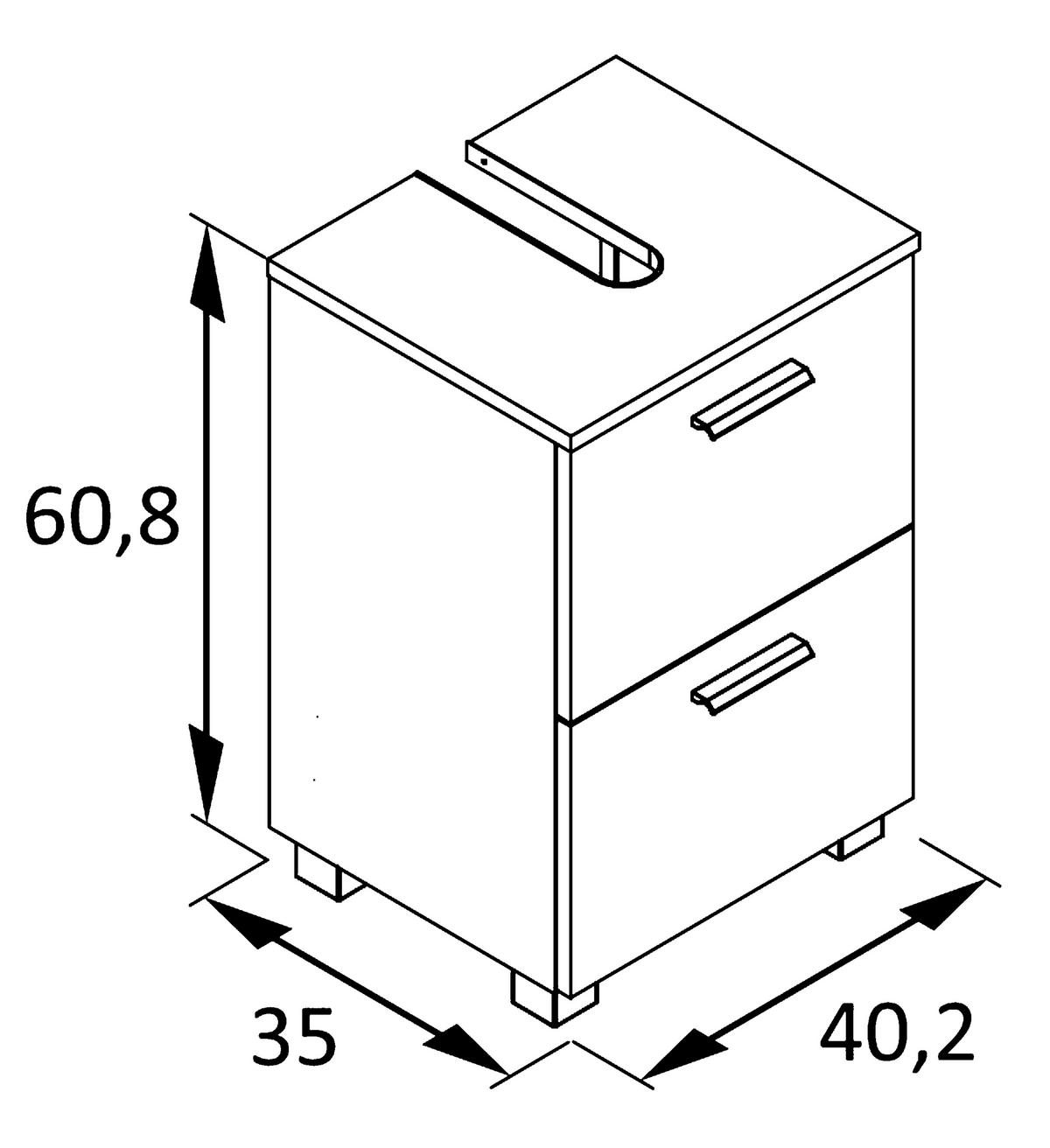WASCHBECKENUNTERSCHRANK 40,2/60,8/35 cm  - Eichefarben/Anthrazit, MODERN, Holzwerkstoff/Kunststoff (40,2/60,8/35cm) - Stylife