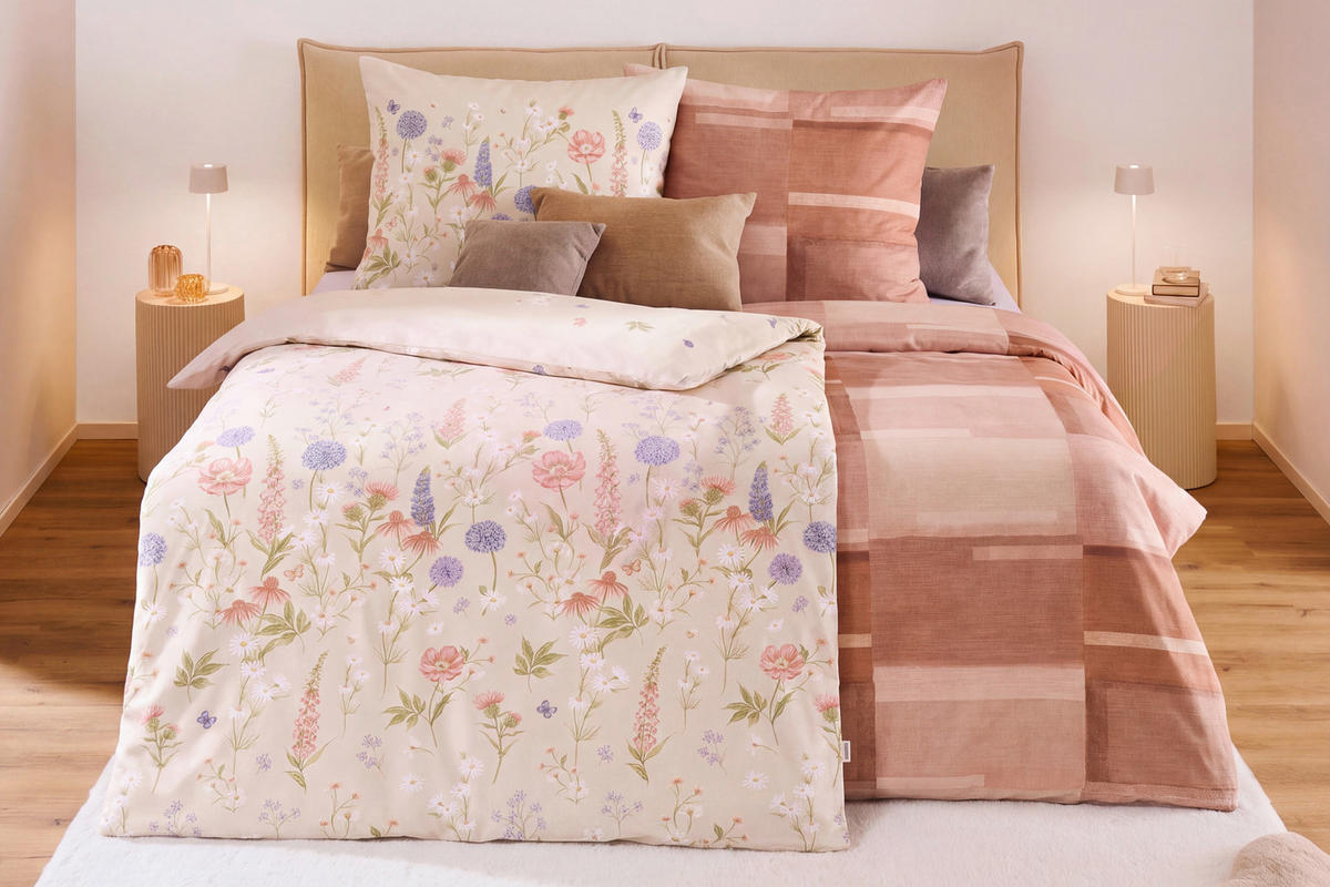 BETTWÄSCHE 3-teilig Status Makosatin 140/200 cm  - Terracotta, Basics, Textil (140/200cm) - Kaeppel