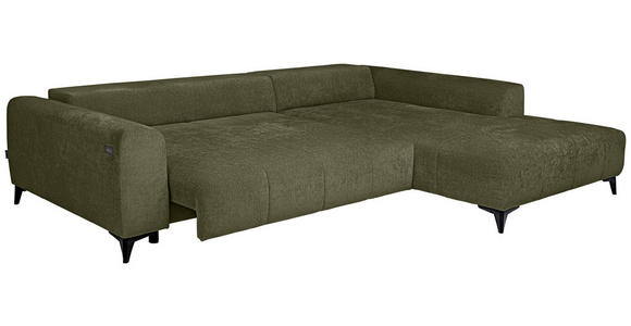 ECKSOFA  in Chenille Olivgrün  279/222 cm  - Schwarz/Olivgrün, KONVENTIONELL, Kunststoff/Textil (279/222cm) - Hom`in