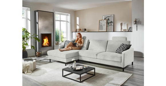 ECKSOFA  in Chenille, Flachgewebe Beige  175/316 cm  - Beige/Schwarz, Design, Textil/Metall (175/316cm) - Dieter Knoll