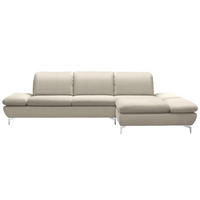 ECKSOFA in Echtleder Hellgrau  - Silberfarben/Hellgrau, Design, Leder/Metall (315/200cm) - Chilliano