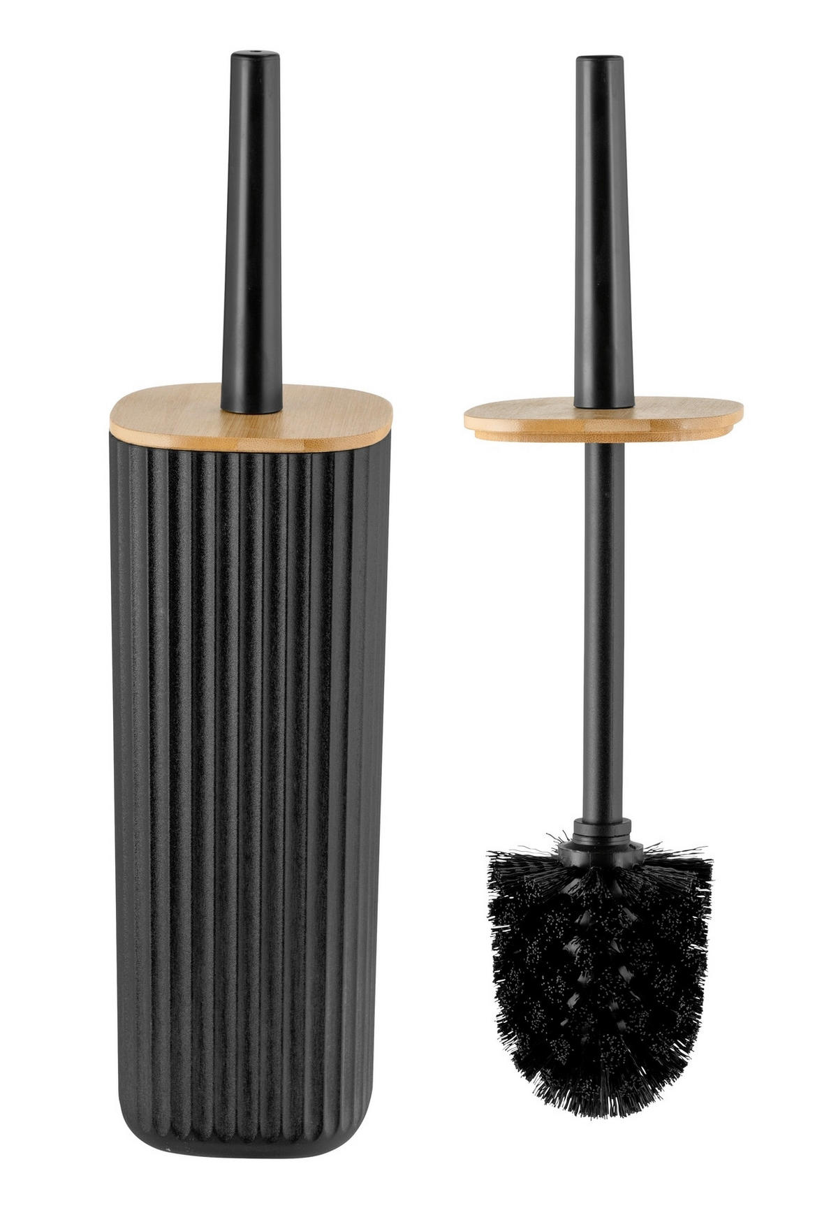 WC-BÜRSTENGARNITUR - Schwarz, Basics, Naturmaterialien/Kunststoff (10/36/10cm) - Wenko