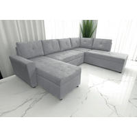 WOHNLANDSCHAFT TERMOLI in Cord Hellgrau  - Hellgrau/Schwarz, Design, Kunststoff/Textil (155/297/212cm) - MID.YOU