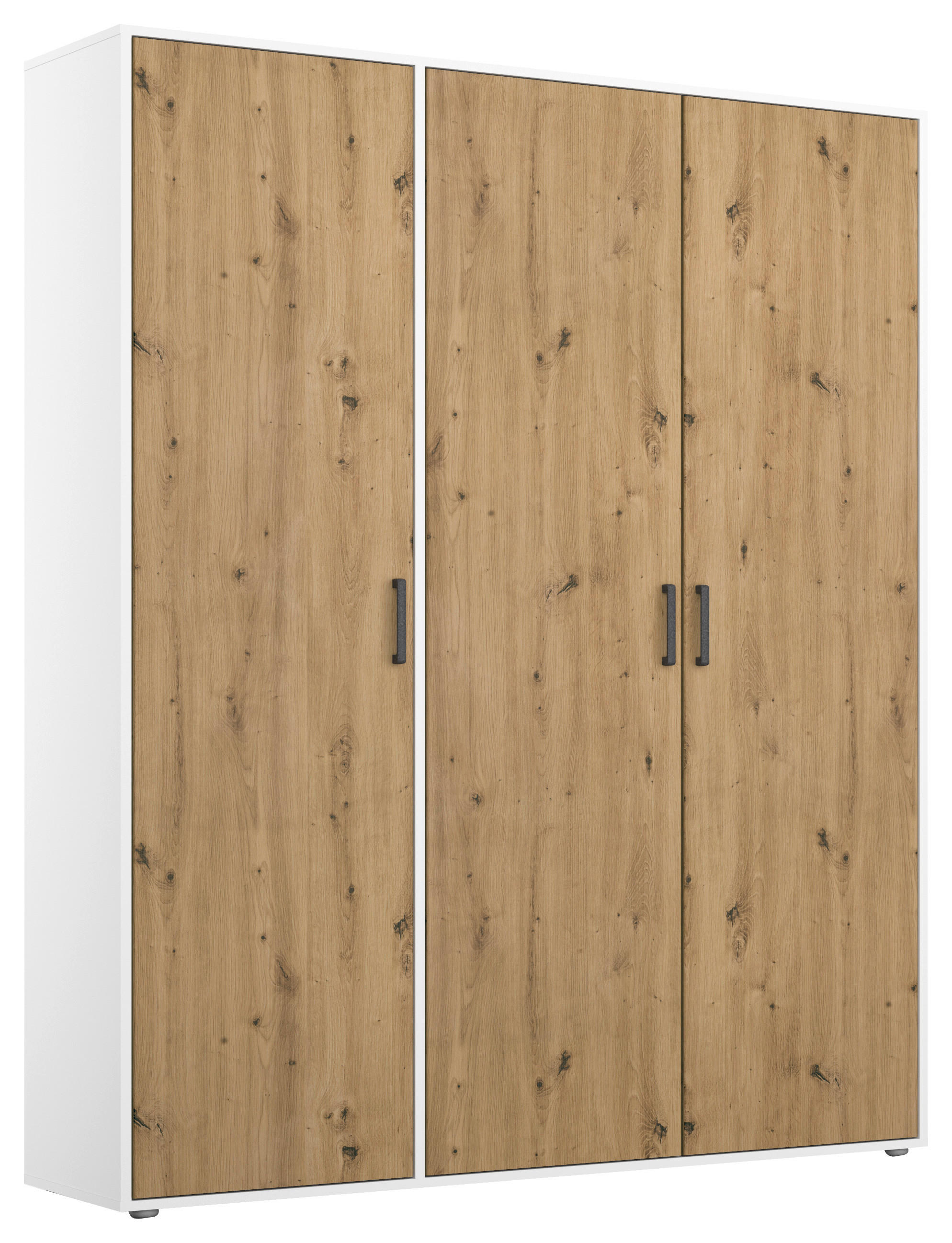 Rauch Möbel Drehtürenschrank Weiß, Eiche Artisan 140x194x53 cm