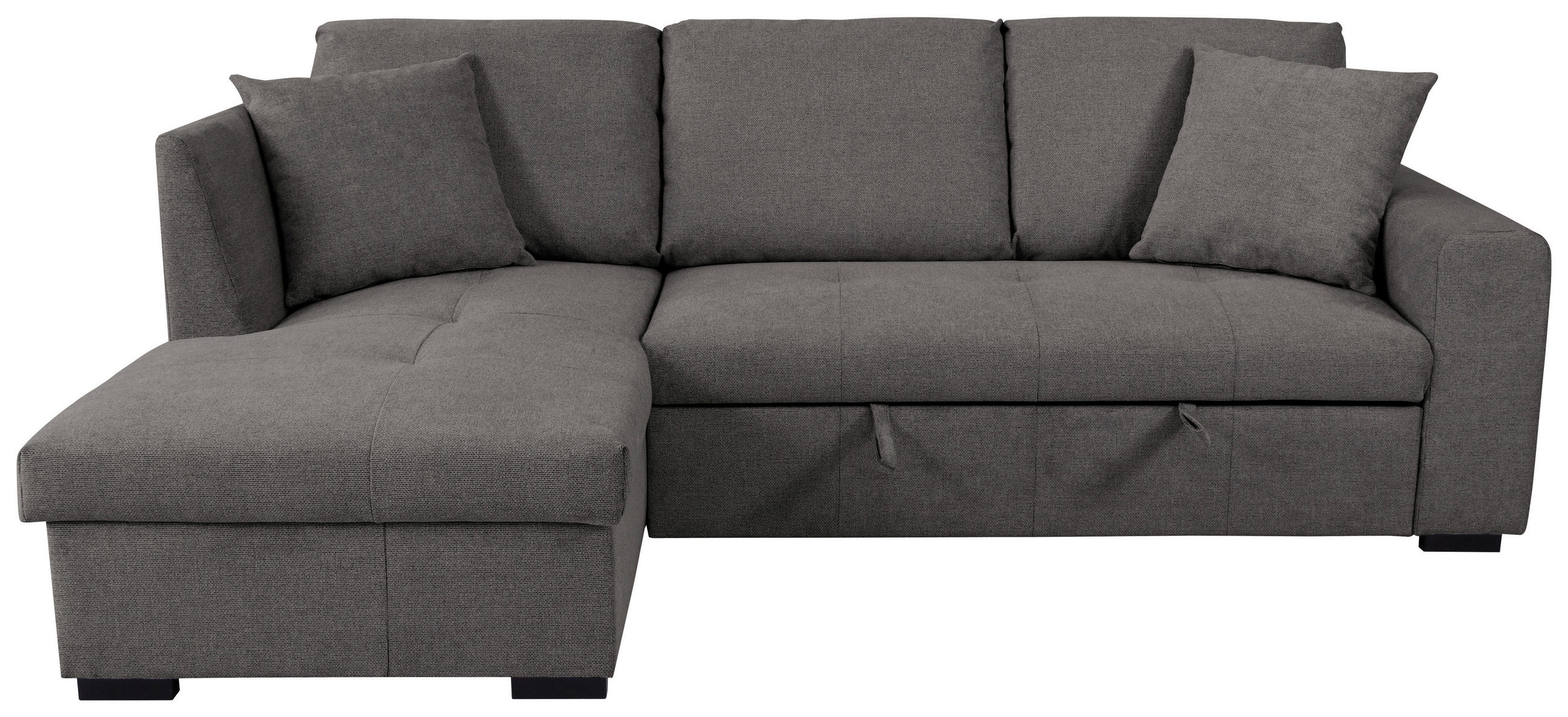 ECKSOFA LUKAS Dunkelgrau Struktur Zierkissen, Bettkasten  - Dunkelgrau, Trend, Textil (158/239cm) - P & B