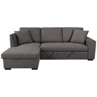 ECKSOFA LUKAS Dunkelgrau Struktur Zierkissen, Bettkasten  - Dunkelgrau, Trend, Textil (158/239cm) - P & B